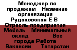 Менеджер по продажам › Название организации ­ Рудаковская Е.В. › Отрасль предприятия ­ Мебель › Минимальный оклад ­ 30 000 - Все города Работа » Вакансии   . Татарстан респ.,Чистопольский р-н